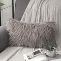 12x20 Inch Faux Fur Throw Pillow - Beige Decorative Cushion with Hidden Zipper