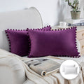 Decorative Velvet Throw Pillow Set - 12 x 20 Dark Purple, 2 Pack