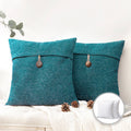 22x22 Inch Cotton Blend Decorative Throw Pillow Lake Blue - 2 Pack