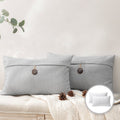 12x20 Light Gray Cotton Blend Farmhouse Throw Pillow Cover Set - Single Button Design