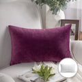12x20 Inch Velvet Throw Pillow - Dark Purple Decorative Cushion