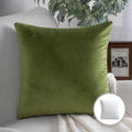 22x22 Inch Green Velvet Throw Pillow - Soft Silky Decorative Cushion