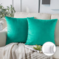 18x18 Inch Velvet Decorative Throw Pillow Set - Turquoise, 2 Pack