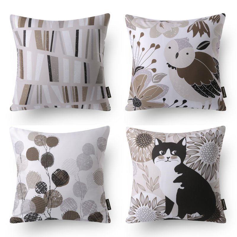 Decorative Velvet Throw Pillow Covers 18x18 Inches - Brown, Set of 2 - Hidden Zipper