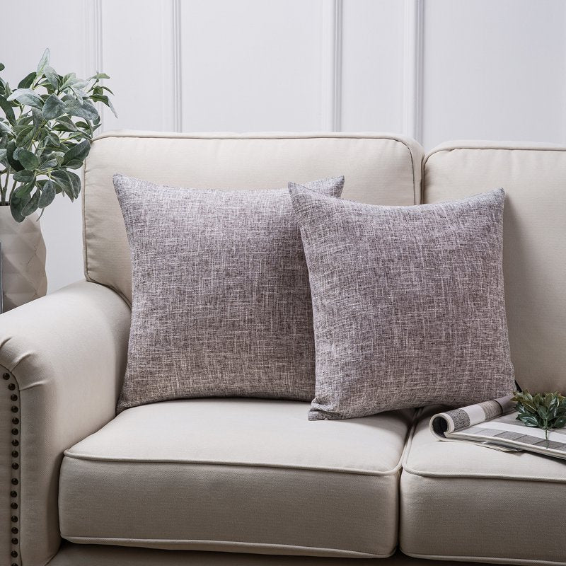 Decorative Faux Linen Square Throw Pillows Set of 2 - Light Gray, 18x18"