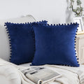 Navy Blue 20x20 Inch Velvet Throw Pillow Set with Inserts - Chic Home Decor