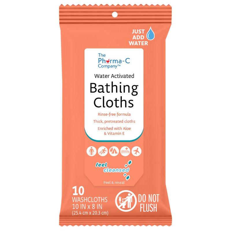 Water-Activated No-Rinse Bathing Cloths with Aloe & Vitamin E - Single Pack
