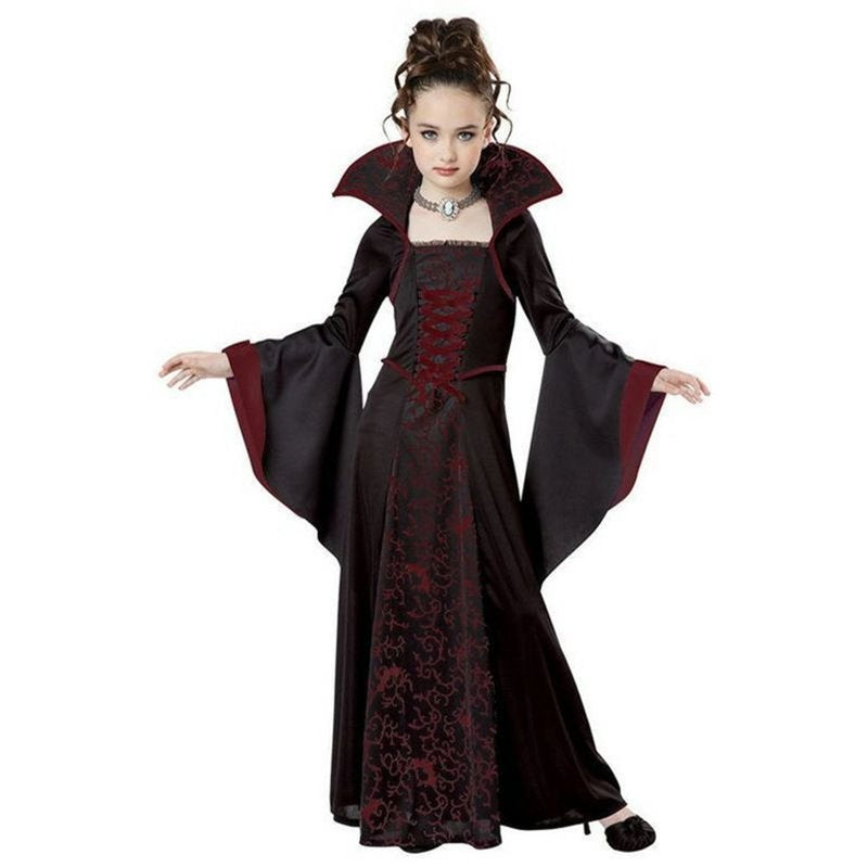 Girls Vampire Costume Dress Halloween Party Dress-Up Winered XL 12-14