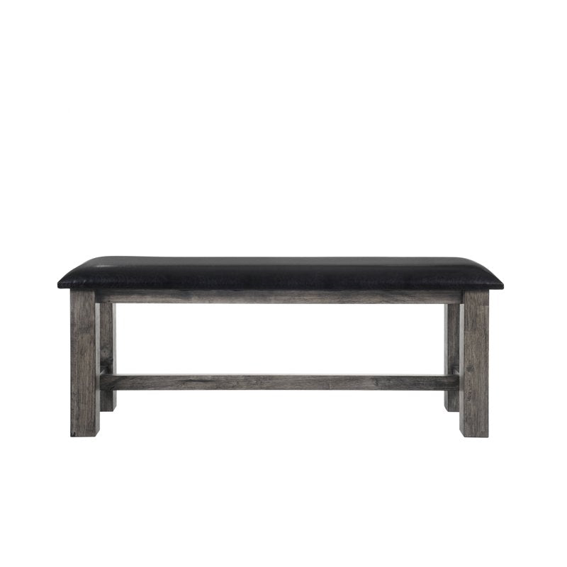 Grayson Wooden Dining Bench with Padded Seat - Grey Oak