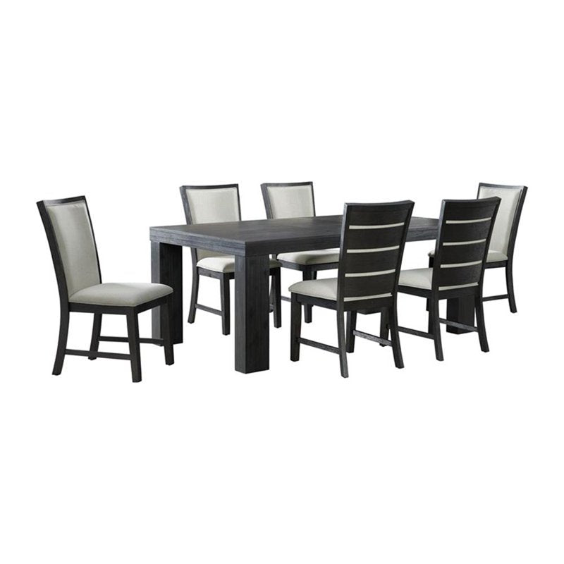 Jasper 7PC Dining Set - Table & 6 Slat Back Chairs - Black