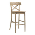 Natural Bar Stool with X-Back Design - Farmhouse Style