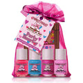Non-Toxic Kids Nail Polish Gift Set - 4 Water-Based Polishes & Nail Art