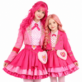 Pink Princess Costume Set for Kids & Adults - M Adult Pink Cosplay Outfit with Blazer, Printed Shirt, Tiered Skirt & Heart Bag - Halloween Costume - Variation Pink M Adult