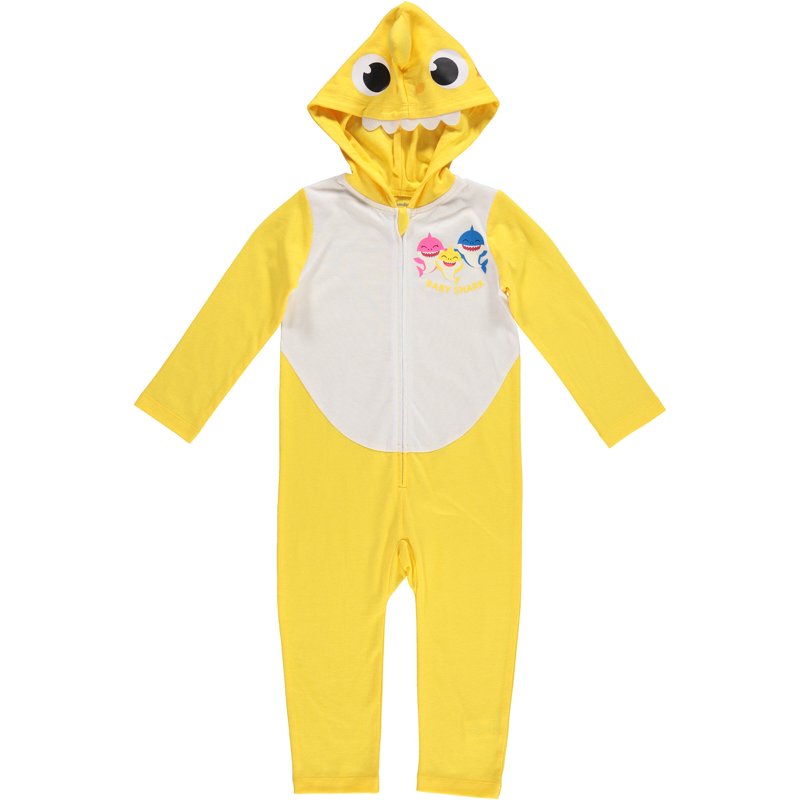 Pinkfong Baby Shark Infant Baby Boys Zip Up Cosplay Costume Coverall - Yellow White 12-18 Months