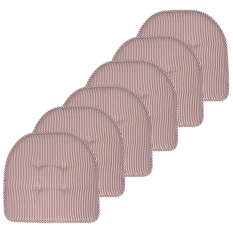 U-Shaped Memory Foam Chair Pad 6-Pack - Burgundy Pinstripe