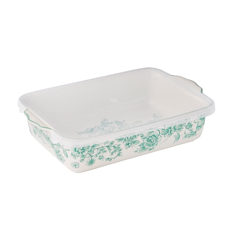 9" x 13" Rectangular Baking Dish with Lid - Green Floral