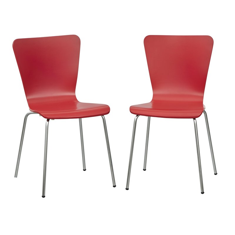 Pisa Bentwood Chair Set of 2 - Red Stackable Dining Chairs