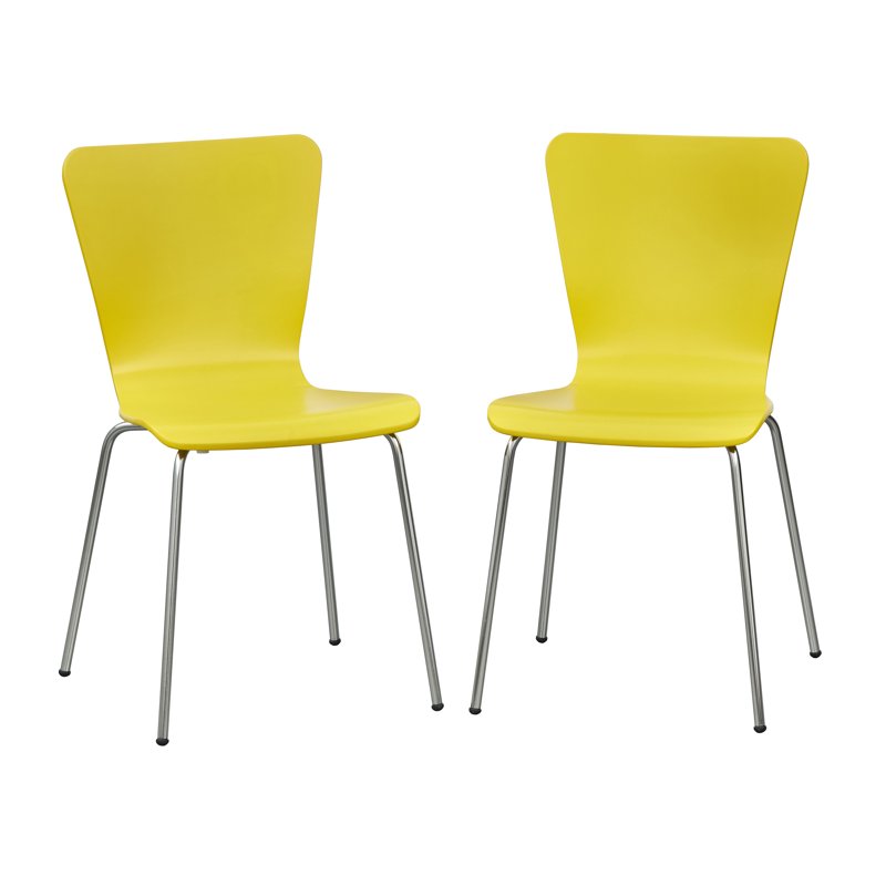 Pisa Bentwood Chair Set of 2 - Yellow Retro Modern Design