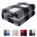 Plaid Soft Plush Fleece Blanket - 60 x 78 Inches, Black & White