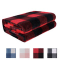 Plaid Plush Fleece Blanket for Sofa Couch Bed - Scarlet & Black 60x78"