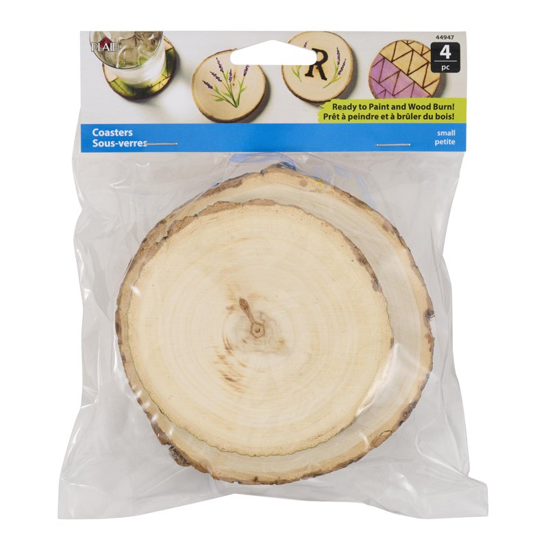 Wood Craft Rounds with Bark - 4 Inch Unfinished Wooden Discs for DIY Projects