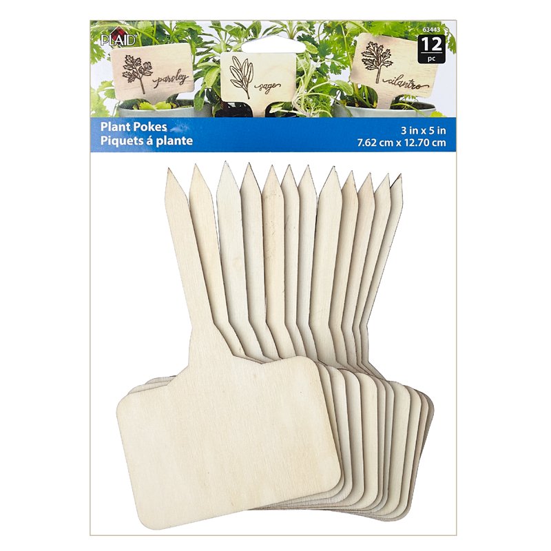 Plaid Decorative Wood Garden Stakes - Set of 12 Customizable Plant Pokes