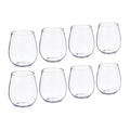Clear Plastic Wine Glasses - Set of 8, 18.3 Oz Stemless