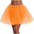 Women Teen Adult Classic Elastic 3-Layer Tulle Tutu Skirt - Orange, Free Size
