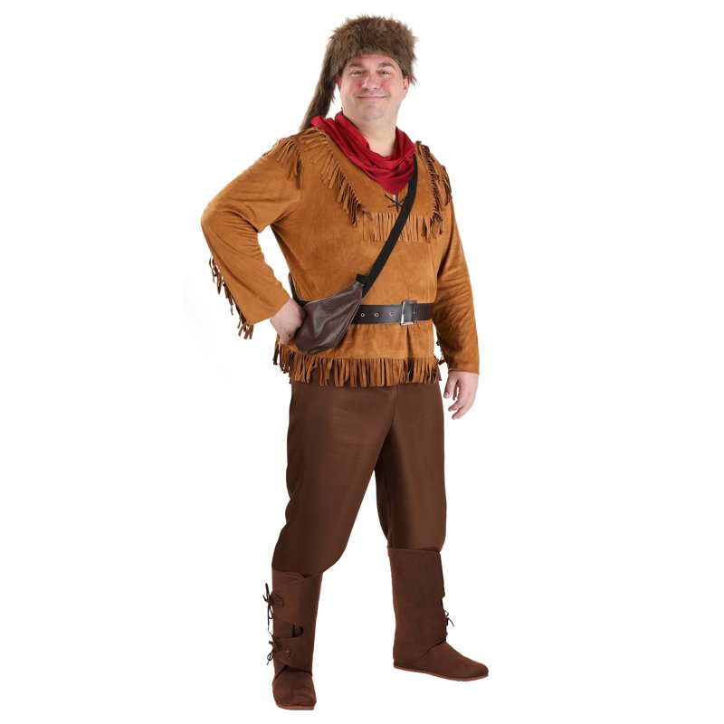 Plus Size Davy Crockett Costume for Men 4X Authentic Frontier Outfit