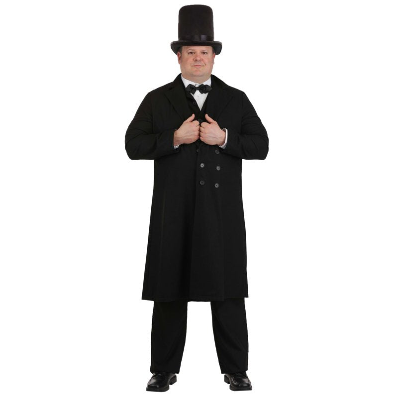 Plus Size Abraham Lincoln Costume for Men 2X with Hat & Beard - Halloween, Reenactment