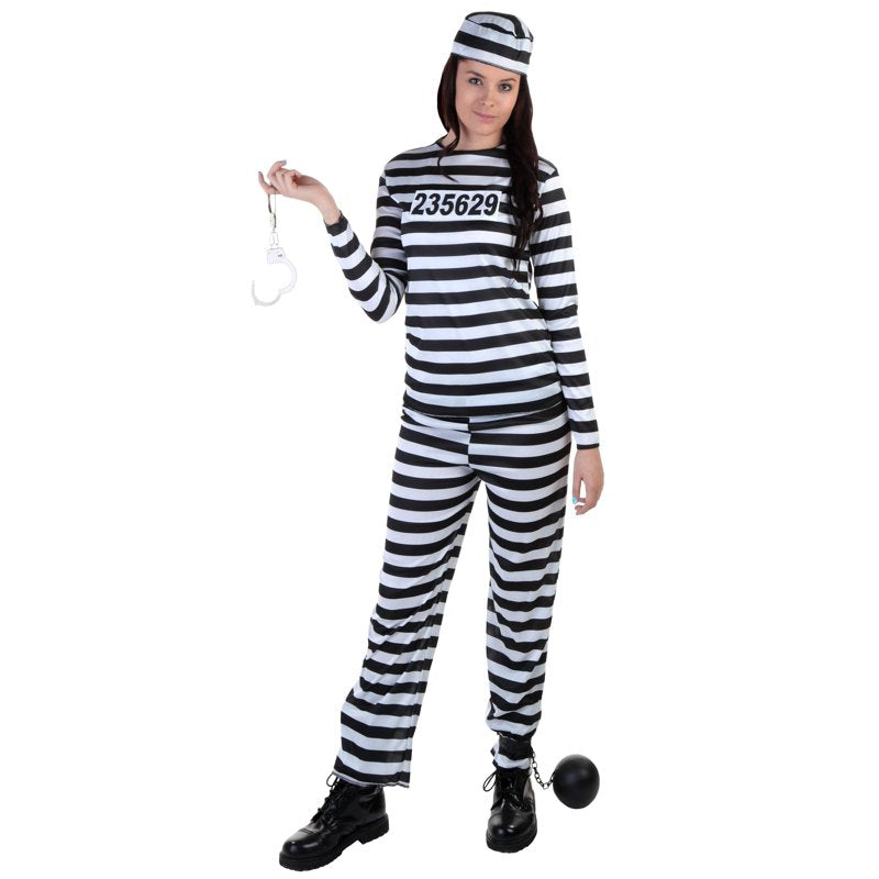 Plus Size Womens Prisoner Costume 6X - Striped Jail Outfit for Halloween