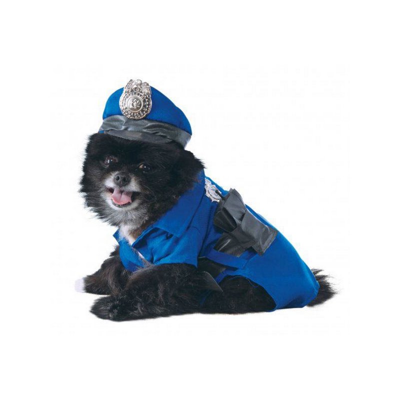 Halloween Police Dog Pet Costume S - Blue Police Shirt Cap Handcuffs