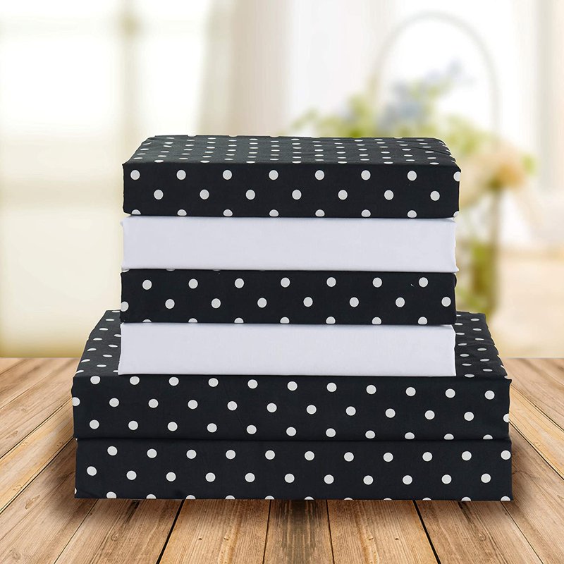 Polkadot Pattern Percale Bedding Set Full Black - Elegant Comfort