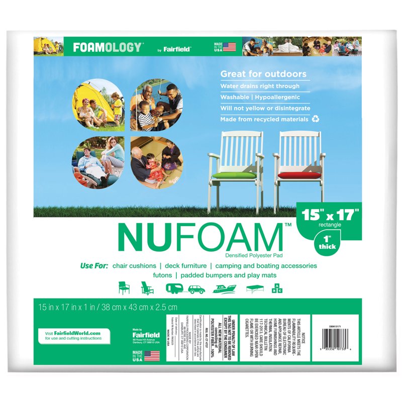Poly-Fil NuFoam Pad - 15 x 17 Inch, 1 Inch Thick Densified Polyester Cushion