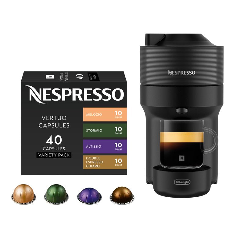Nespresso Vertuo Pop Coffee and Espresso Maker Bundle - Dark Grey + Discovery Variety Pack