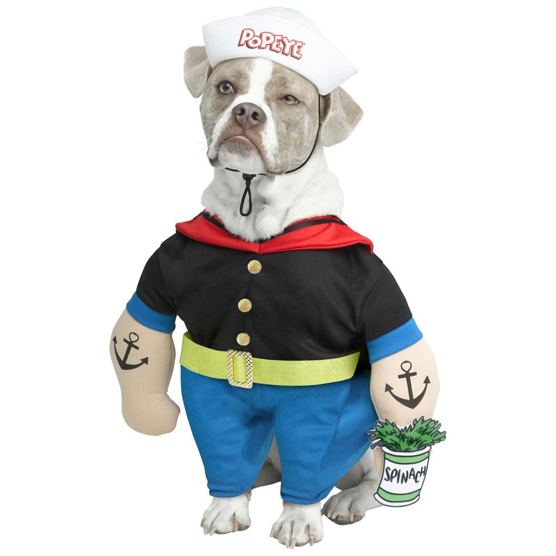 Popeye Pet Costume L - Dog Fancy Dress Sailor Outfit with Spinach Can