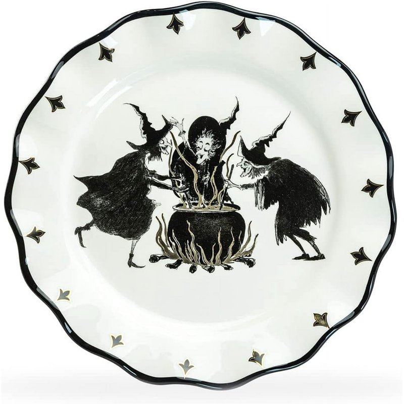 Halloween Ceramic Witches Brew Serving Platter - 10.5 Inch Decorative Dinner Plate