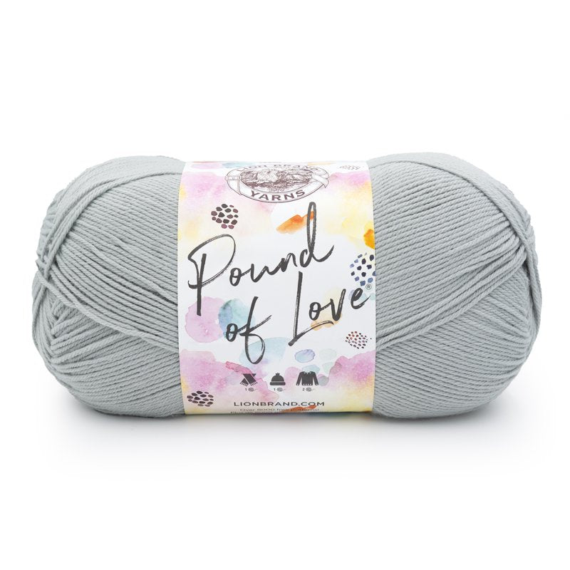 Lion Brand Pound of Love Worsted Yarn Sleet 4 Medium Grey 16 oz 1020 Yards - Variation of Sleet, Single