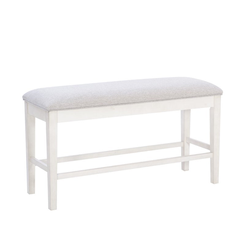 Counter Height Dining Bench with Hidden Storage - White/Gray