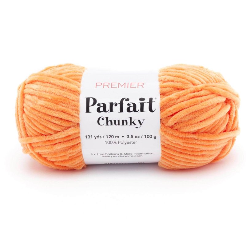 Parfait Chunky Chenille Yarn - 1150-15 Tangerine, Soft & Machine Washable
