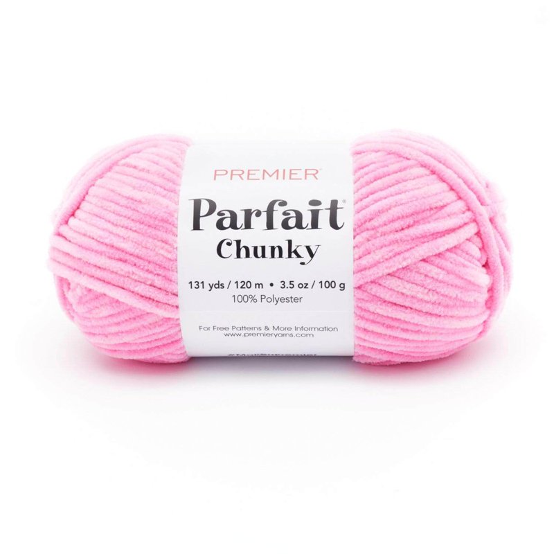 Parfait Chunky Chenille Yarn - 100% Polyester, Soft & Machine Washable - Bubblegum 1150-08