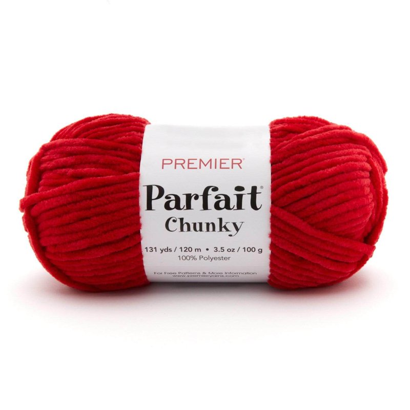 Parfait Chunky Chenille Yarn - 100% Polyester, Soft & Washable - Cardinal 1150-51