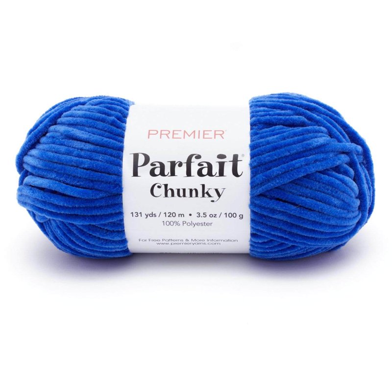Parfait Chunky Chenille Yarn - Classic Blue 1150-28, Soft & Machine Washable