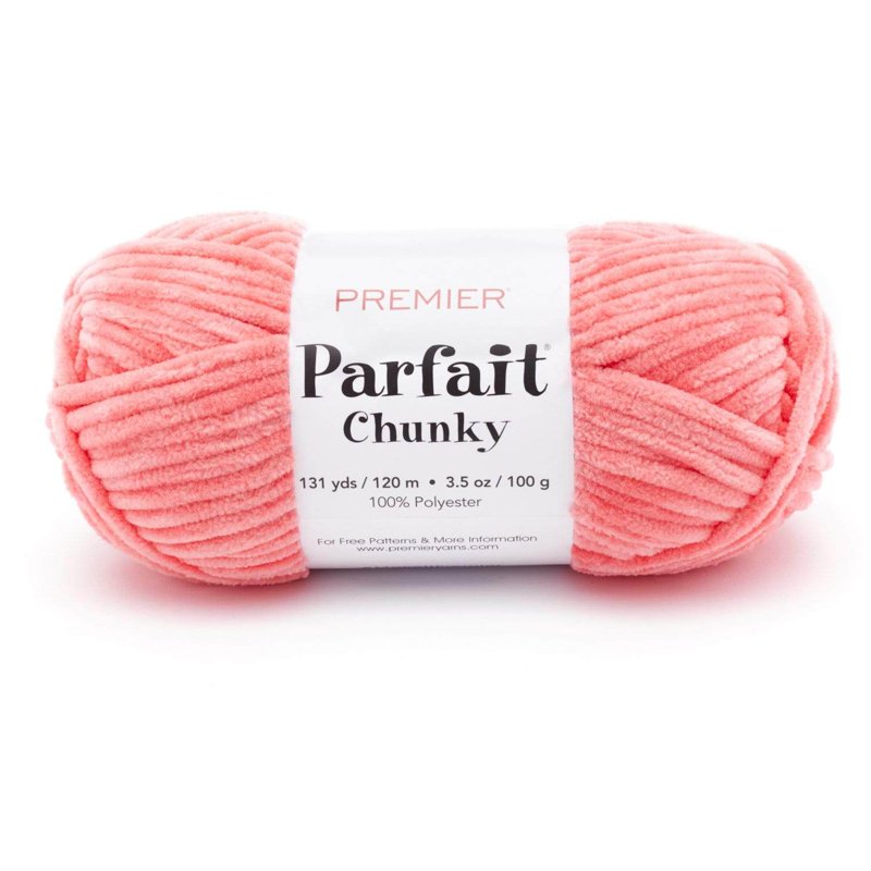 Parfait Chunky Chenille Yarn - 1150-31 Coral, Soft Machine Washable