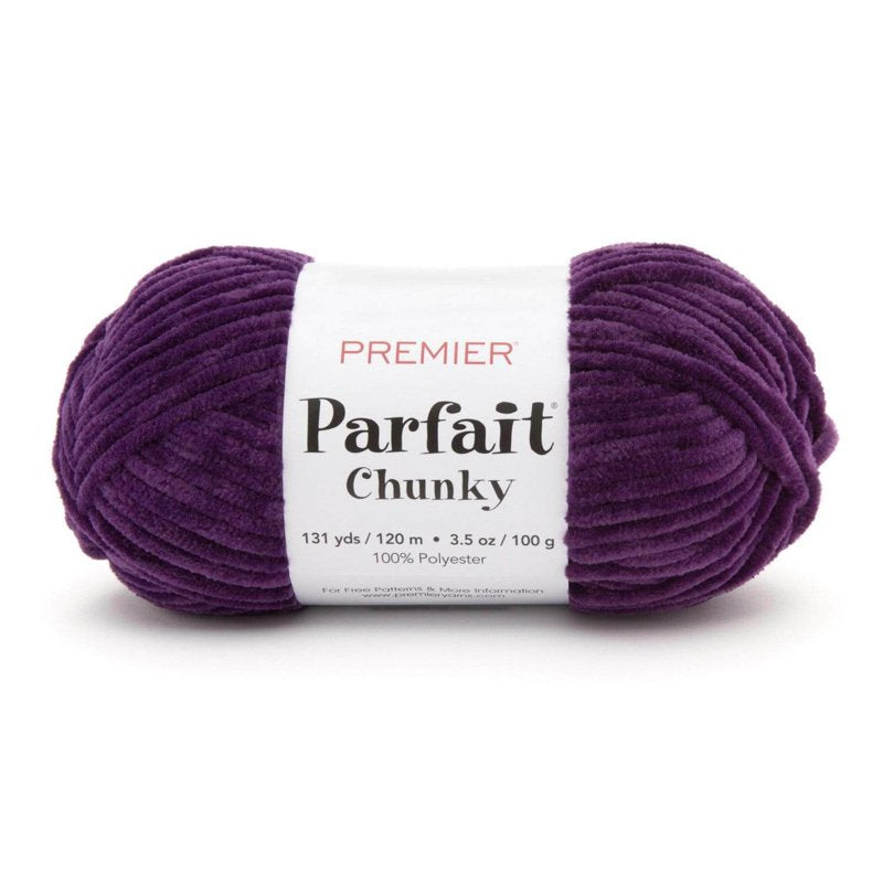 Parfait Chunky Chenille Yarn - 1150-27 Eggplant, Soft, Machine Washable