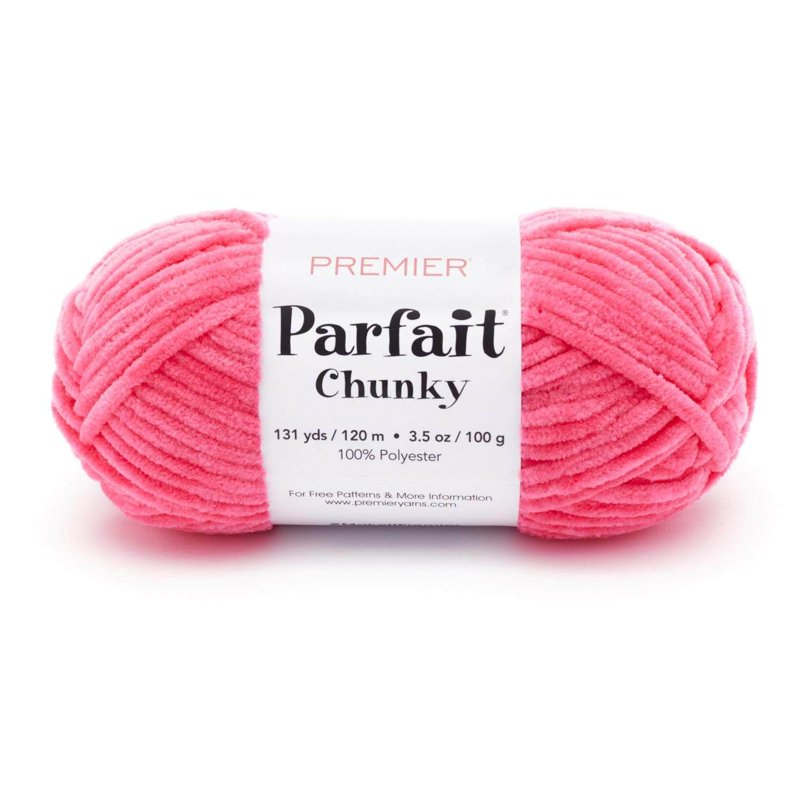 Parfait Chunky Polyester Chenille Yarn - Hibiscus 1150-23, Soft & Washable