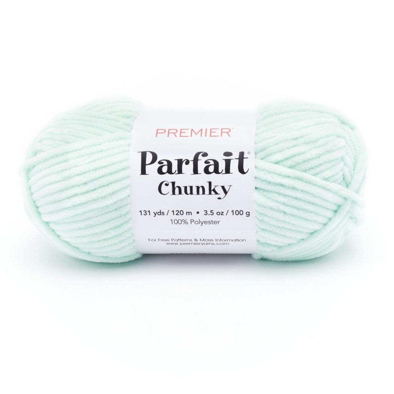 Parfait Chunky Chenille Yarn - 100% Polyester, Soft & Machine Washable - Mint 1150-06