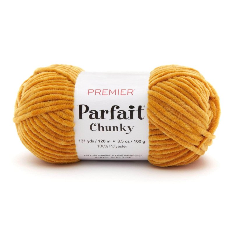 Parfait Chunky Chenille Yarn - Mustard 1150-29, Soft, Machine Washable