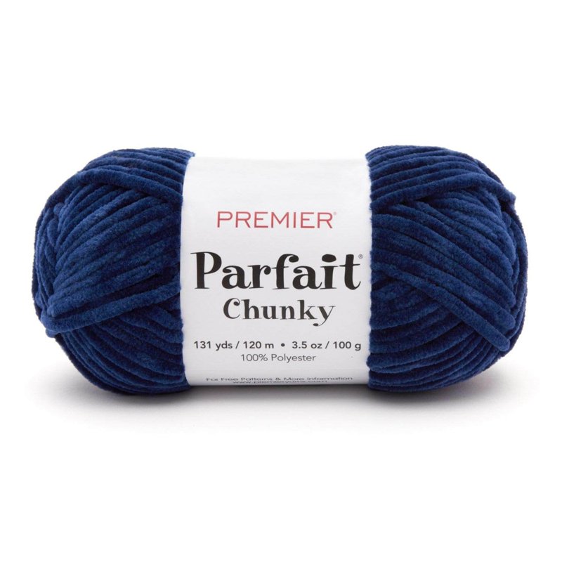 Parfait Chunky Chenille Yarn - Navy 1150-20, Soft, Machine Washable