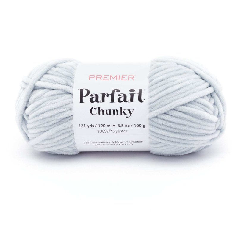 Parfait Chunky Polyester Chenille Yarn - Pale Gray 1150-24, Soft & Washable
